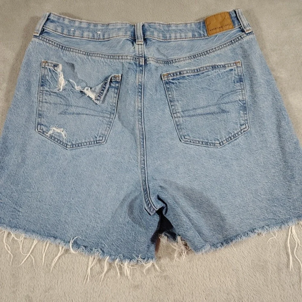 American Eagle Denim Shorts 10 Baggy Mom Distressed Destroyed Festival Bohemian
